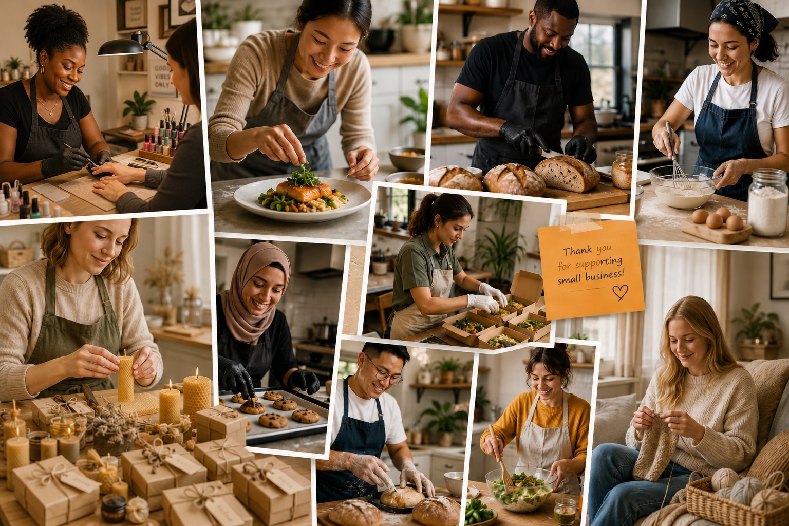 Home cooks, bakers, and makers preparing food in their kitchens